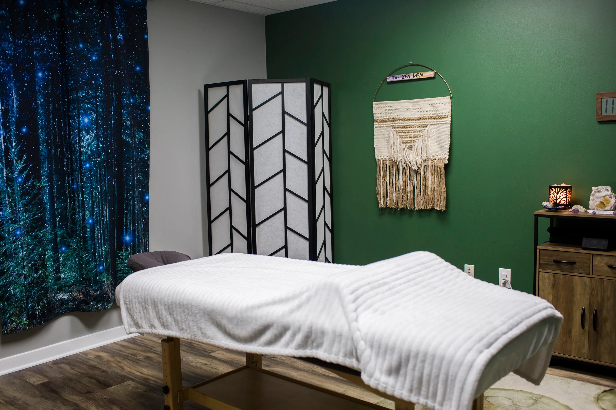 The massage room at Yoga Zen